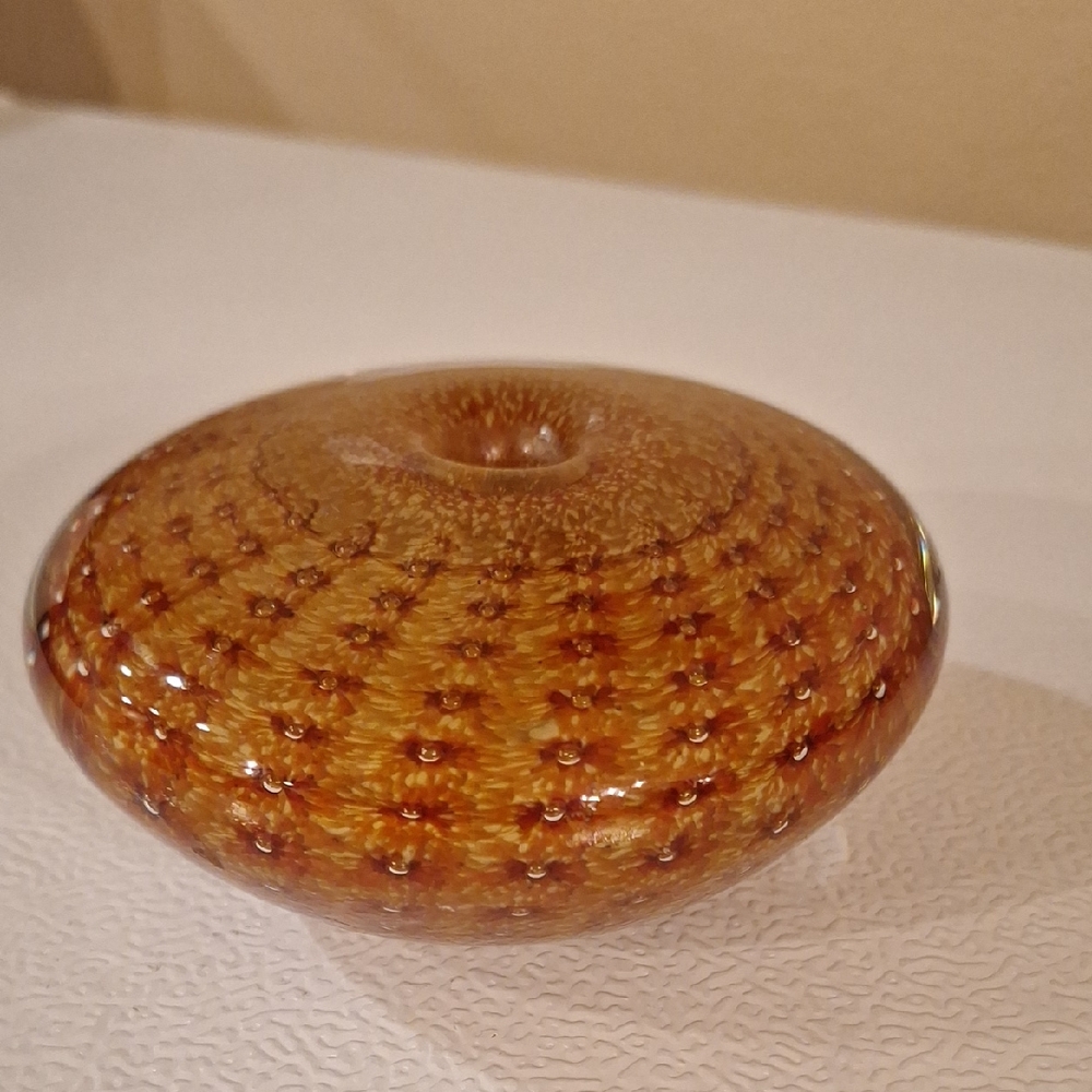 Vintage Controlled Bubble Art Glass Vase Signed The Glass Eye Studios  MSH 1987